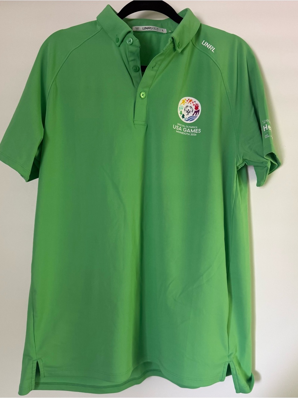 Unrl Green Special Olympics USA Games Polo Shirt Premium NWOT L